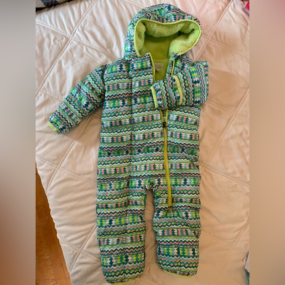 Columbia Green and Blue Baby Snowsuit